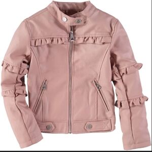 Faux Leather Urban Republic Girls (10/12) Faux Leather Ruffle Jacket-Pink